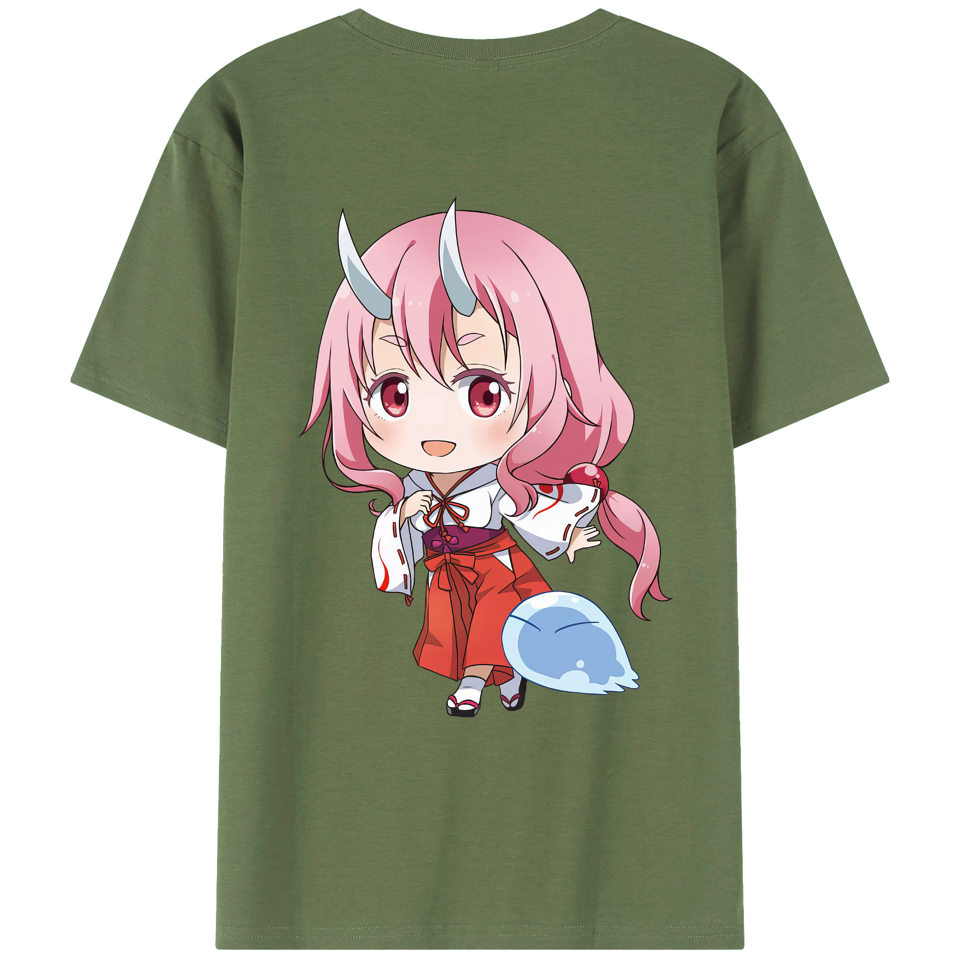 （画像用） 転スラ Regarding Reincarnated to Slime 綿100％ メンズ半袖Tシャツ（バックプリント） 通気性